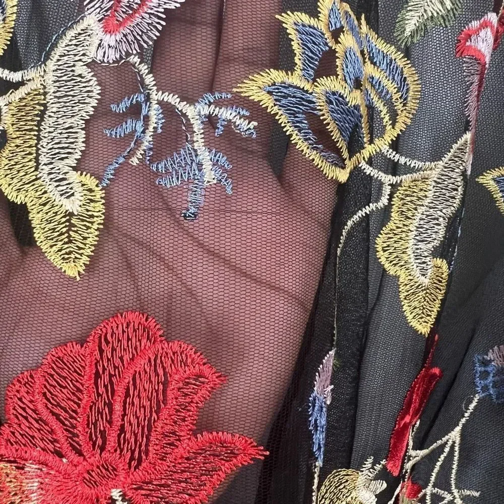 Impulsive Sheer Embroidered Floral Top - Picture 8 of 11